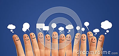 Communicate finger smileys Stock Photo