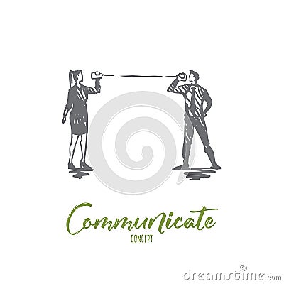 Communicate, talk, people, speech, conversation concept. Hand drawn isolated vector. Vector Illustration