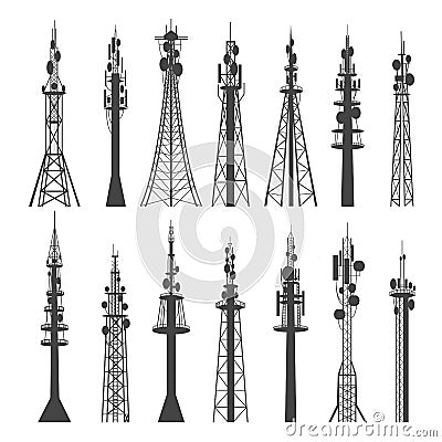 Communicating towers set Vector Illustration