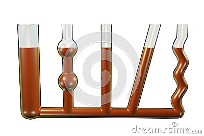 Communicating vessels experiment Cartoon Illustration