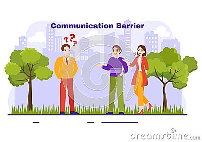 Communication Barrier Vector Illustration with Bad Communications, Disagreements and Problems to Misunderstanding Create Confusion Vector Illustration