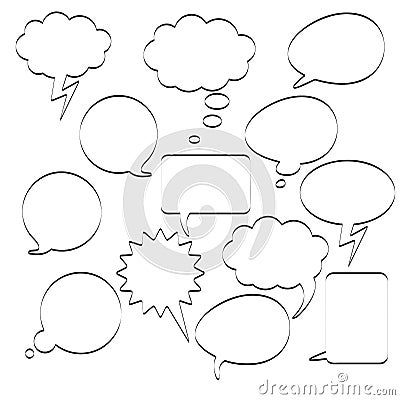 Communication Bubbles Black White Vector Illustration