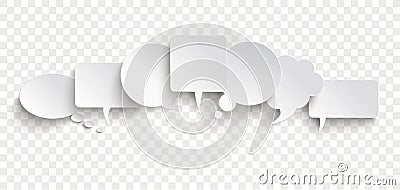 White Paper Speech Bubble Communication Bubbles Banner Transparent Vector Illustration