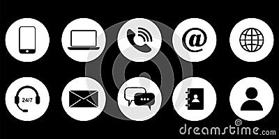 Communication buttons. Computer screen. Contact button icon symbol vector. Business icon. Stock image. Vector Illustration