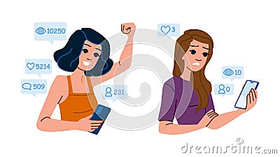 communication checking social media woman vector Cartoon Illustration