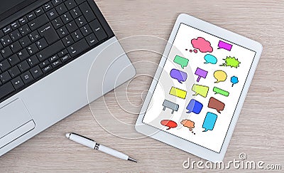 Communication concept on a digital tablet Stock Photo