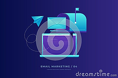 Communication concept, information dissemination, sending email. Vector Illustration