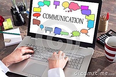 Communication concept on a laptop screen Stock Photo