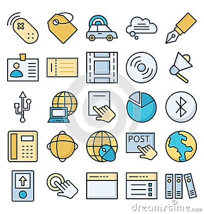 Communication and Digital Devices Isolated Vector Icons set that can be easily modified or edit Vector Illustration