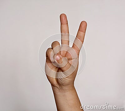 Letter V victory the sign language for deaf Stock Photo