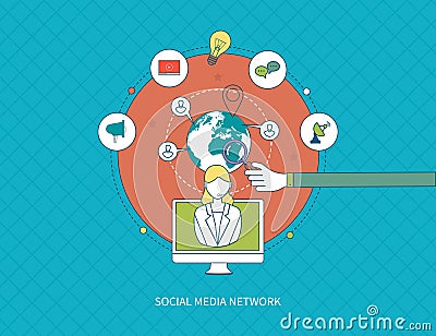 Communication, distance education and social media Vector Illustration