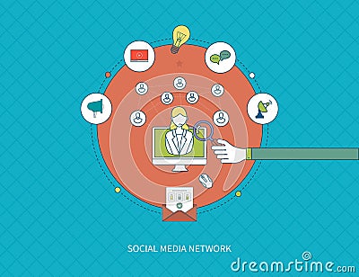 Communication, distance education and social media Vector Illustration