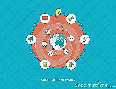 Communication, distance education and social media Vector Illustration