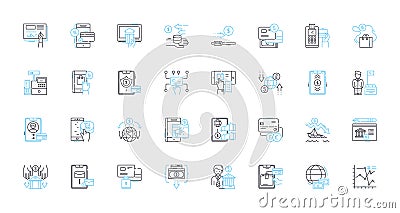 Communication and expression linear icons set. Dialogue, Verbal, Articulation, Utterance, Discourse, Voice, Vocalization Vector Illustration