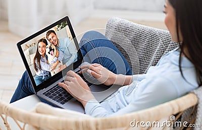 Communication with family remote, using device, video call conference with friends and new normal during covid Stock Photo