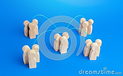 Communication between groups of people. Joining efforts, cooperation in a global project. Collaboration. Unity teamwork. Stock Photo