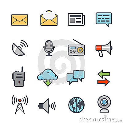 Communication Icon Bold Stroke with Color Vector Illustration