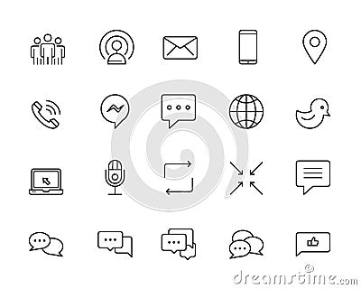 Communication icons line pixel perfect vector illustration Vector Illustration