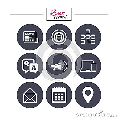 Communication icons. News, chat messages signs. Vector Illustration