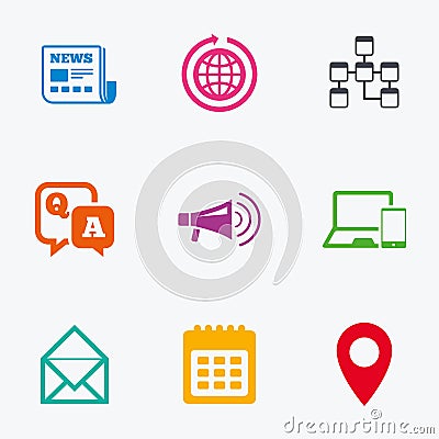 Communication icons. News, chat messages signs. Vector Illustration