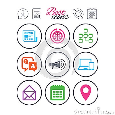 Communication icons. News, chat messages signs. Vector Illustration