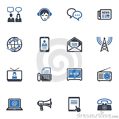 Communication Icons, Set 2 - Blue Series Vector Illustration