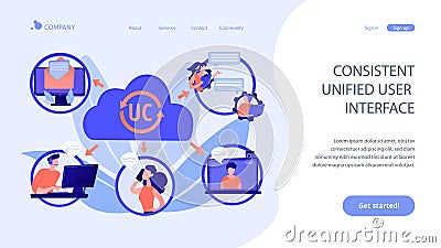 Unified communication concept landing page Vector Illustration