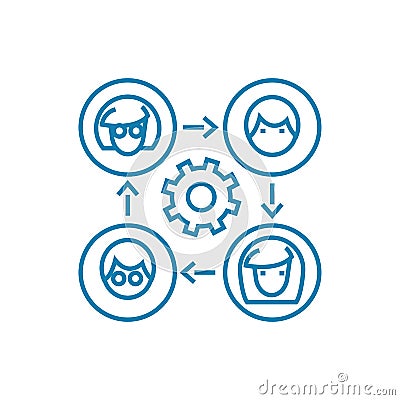 Communication on the internet linear icon concept. Communication on the internet line vector sign, symbol, illustration. Vector Illustration