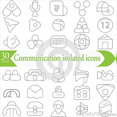 Communication isolated icons set. Set of classic UI website icons with editable stroke Vector Illustration