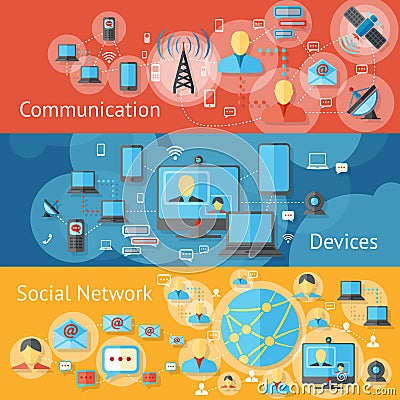 Communication line banners set Vector Illustration