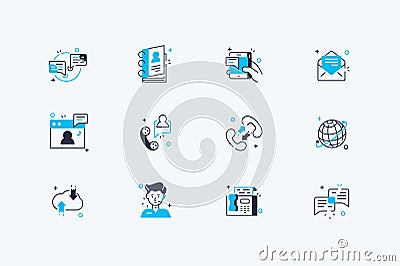 Communication line icons set Vector Illustration