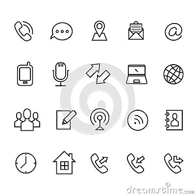 Communication line vector icons for business card Vector Illustration