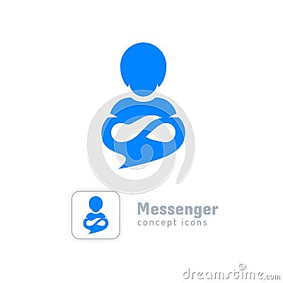 Communication logo Messenger icon. Modern chat app icon on white background. Conceptual symbol - helping, support Vector Illustration