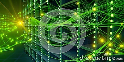 neon communication network background, generative Ai Stock Photo