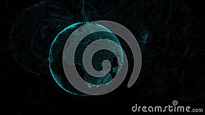 Communication network of planet earth, 3D rendering of neon particles of points on the background of space Stock Photo