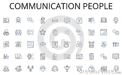 Communication people line icons collection. Trade, Transaction, Marketplace, Exchange, Auction, Bargain, Deal vector and Vector Illustration