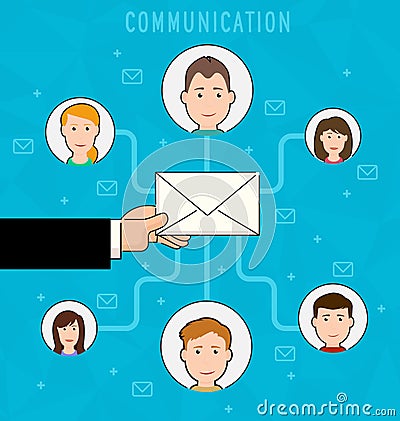 Communication process flat web infographic of running email campaign. Vector Illustration