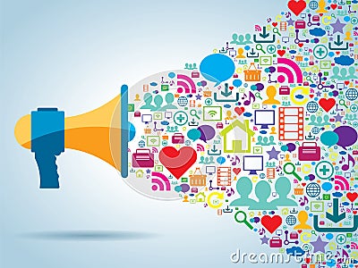 Communication and promotion in social media Vector Illustration