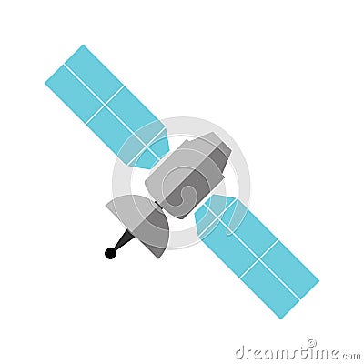 Communication satellite flat icon Vector Illustration