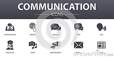 Communication simple concept icons set Vector Illustration