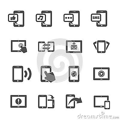 Communication of smart phone and tablet device icon set, vector Vector Illustration