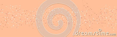 Communication social mesh banner. Network polygonal trendy peach fuzz color background Vector Illustration