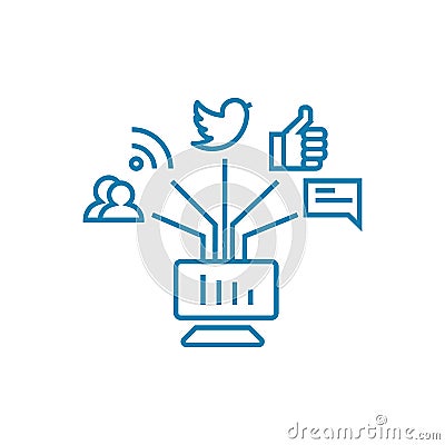 Communication in social networks linear icon concept. Communication in social networks line vector sign, symbol Vector Illustration