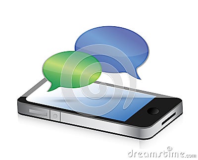 Communication speech bubbles smartphone Cartoon Illustration