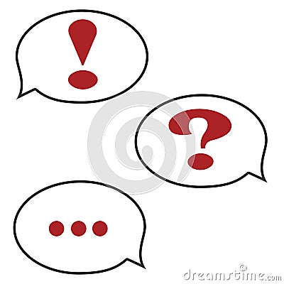 Communication of speech with elements of exclamation and question marks. Emotion icons for your website design, logo, application Stock Photo