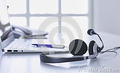 Communication support, call center and customer service help desk. Stock Photo