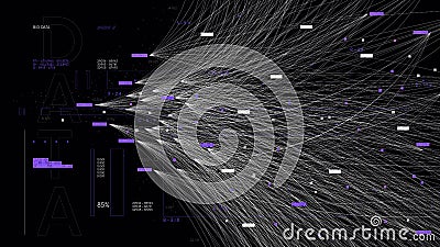 Communication system and visualization of data analysis, information flow and sorting by artificial intelligence, vector business Vector Illustration