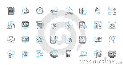Communication tools linear icons set. Chat, Email, Messenger, Video, Voice, Social, Collaboration line vector and Vector Illustration