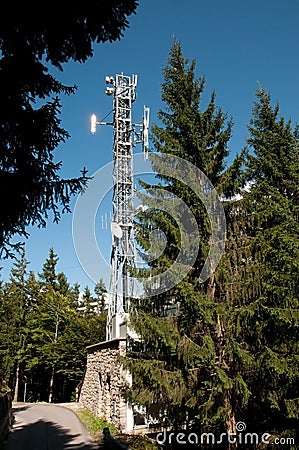 Communication Tower: Gsm, Umts, 3G and radio Stock Photo