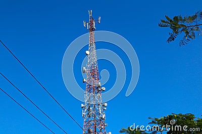 communication tower. Telco Trellis for 3G 4G 5G Apocalypse Stock Photo